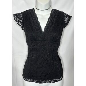 Vintage JTB Black Lace Babydoll Top Size S Goth Coquette 90s Vamp Romantic USA